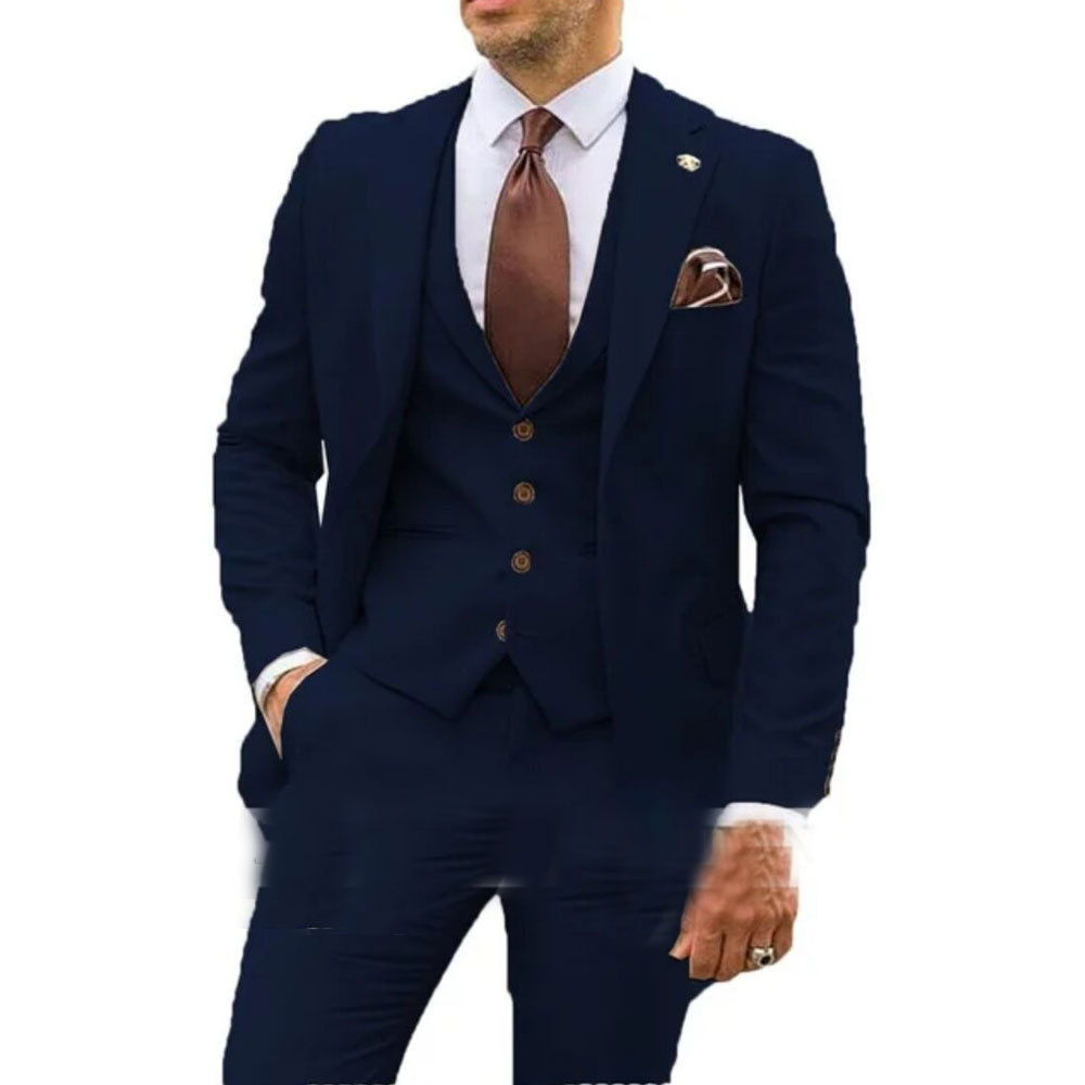 Mens 3 Piece Suit Groom Wedding Party Tuxedos Suits Blazer Vest Pant Formal Sets