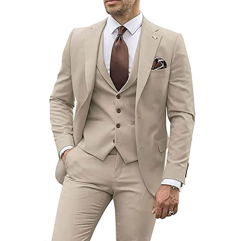 Mens 3 Piece Suit Groom Wedding Party Tuxedos Suits Blazer Vest Pant Formal Sets