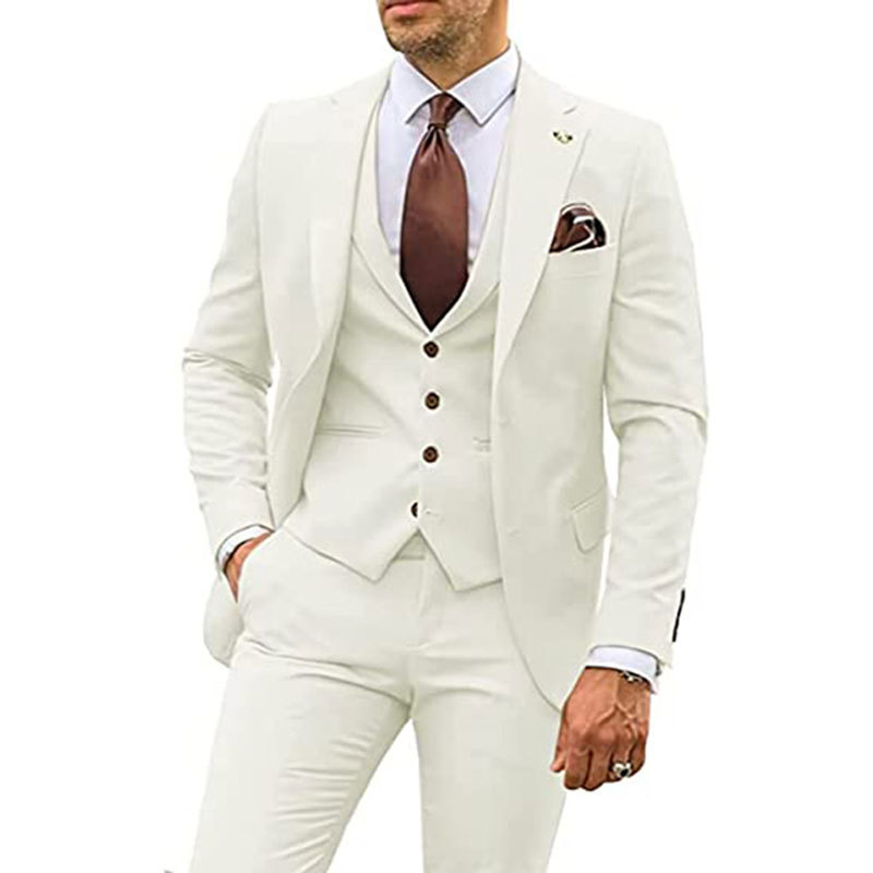 Mens 3 Piece Suit Groom Wedding Party Tuxedos Suits Blazer Vest Pant Formal Sets