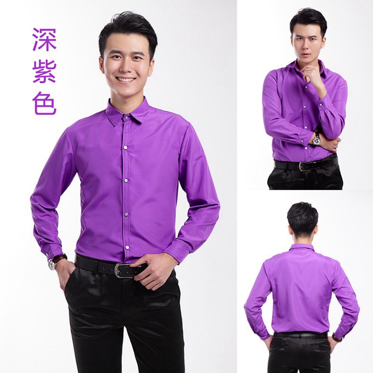 Camisas de colores para hombre disfraces de fotografía mangas largas camisas con botones - Imagen 27 de 31