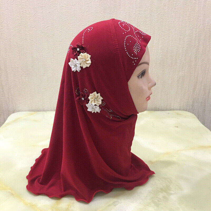 2-6Y Kids Girls Hijab Amira Turban Muslim Bonnet Shawls Headscarf Islamic Wrap - Picture 24 of 302