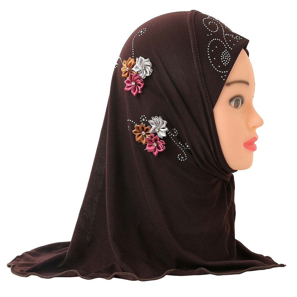 2-6Y Kids Girls Hijab Amira Turban Muslim Bonnet Shawls Headscarf Islamic Wrap - Picture 25 of 302