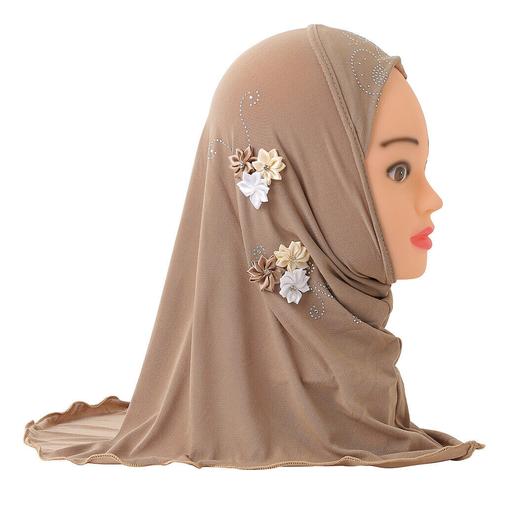 2-6Y Kids Girls Hijab Amira Turban Muslim Bonnet Shawls Headscarf Islamic Wrap - Picture 27 of 302