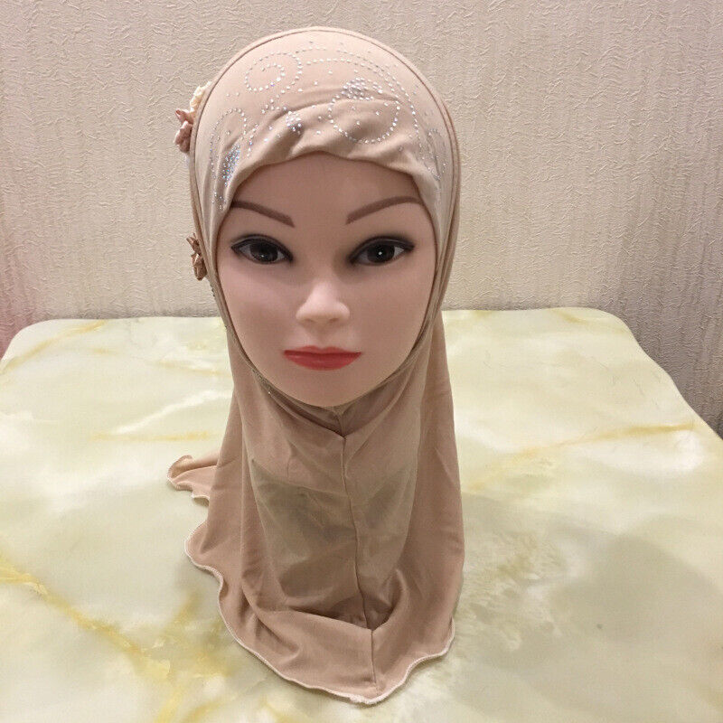 2-6Y Kids Girls Hijab Amira Turban Muslim Bonnet Shawls Headscarf Islamic Wrap - Picture 28 of 302