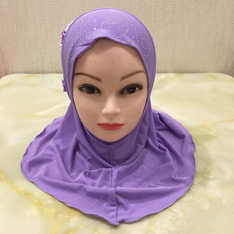 2-6Y Kids Girls Hijab Amira Turban Muslim Bonnet Shawls Headscarf Islamic Wrap - Picture 31 of 302
