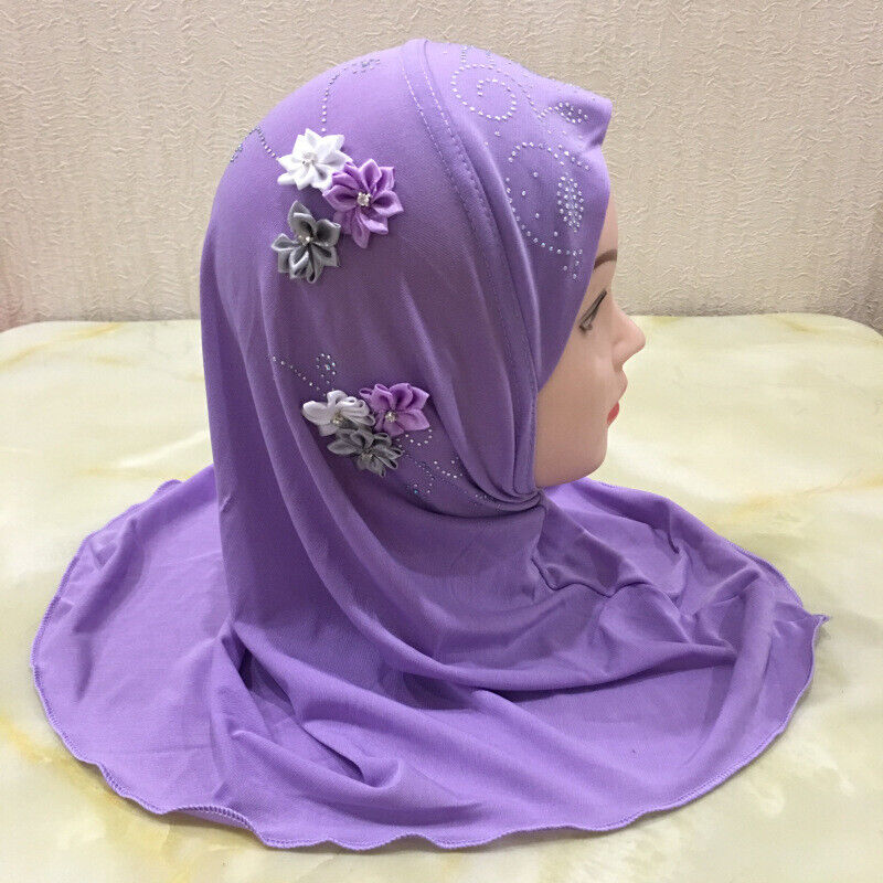 2-6Y Kids Girls Hijab Amira Turban Muslim Bonnet Shawls Headscarf Islamic Wrap - Picture 32 of 302