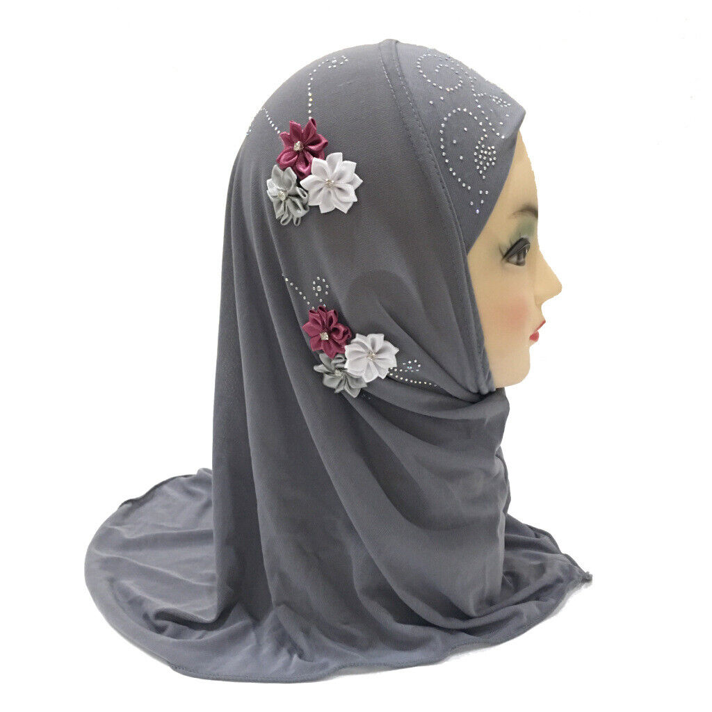 2-6Y Kids Girls Hijab Amira Turban Muslim Bonnet Shawls Headscarf Islamic Wrap - Picture 39 of 302