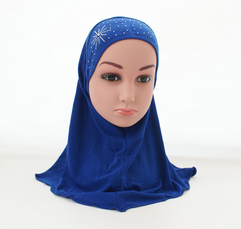 2-6Y Kids Girls Hijab Amira Turban Muslim Bonnet Shawls Headscarf Islamic Wrap - Picture 47 of 302