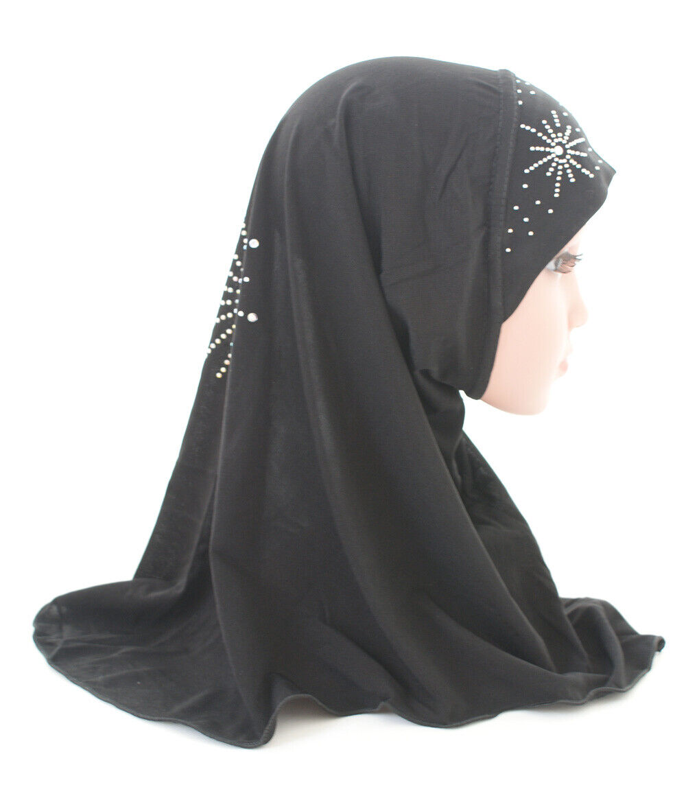 2-6Y Kids Girls Hijab Amira Turban Muslim Bonnet Shawls Headscarf Islamic Wrap - Picture 50 of 302