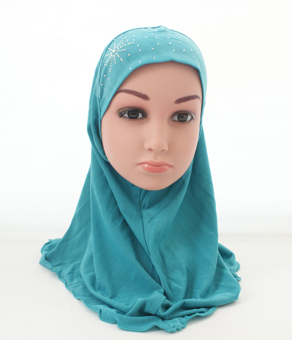 2-6Y Kids Girls Hijab Amira Turban Muslim Bonnet Shawls Headscarf Islamic Wrap - Picture 52 of 302