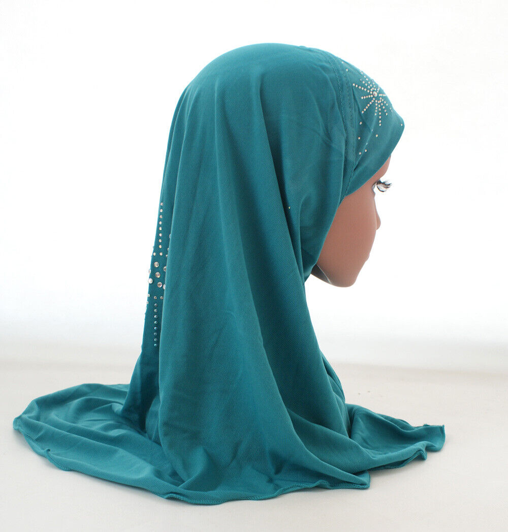 2-6Y Kids Girls Hijab Amira Turban Muslim Bonnet Shawls Headscarf Islamic Wrap - Picture 53 of 302