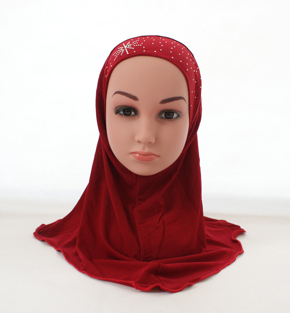 2-6Y Kids Girls Hijab Amira Turban Muslim Bonnet Shawls Headscarf Islamic Wrap - Picture 55 of 302
