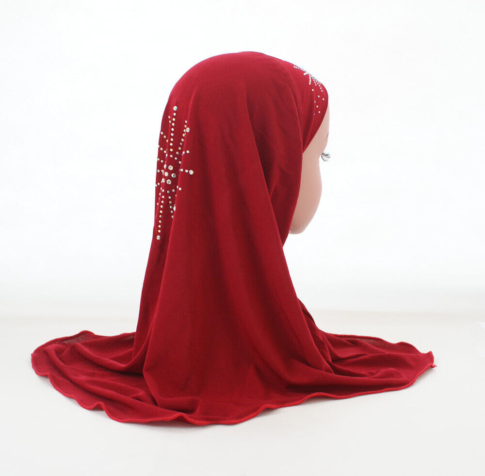 2-6Y Kids Girls Hijab Amira Turban Muslim Bonnet Shawls Headscarf Islamic Wrap - Picture 56 of 302