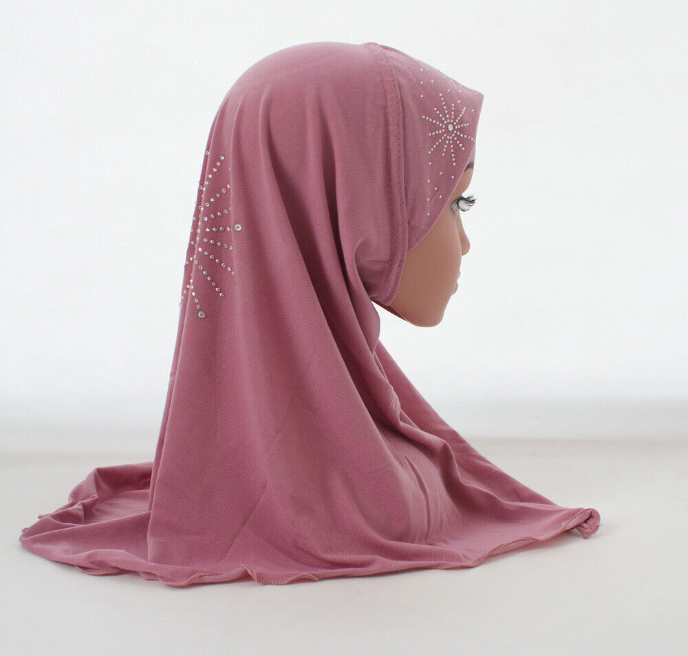 2-6Y Kids Girls Hijab Amira Turban Muslim Bonnet Shawls Headscarf Islamic Wrap - Picture 59 of 302