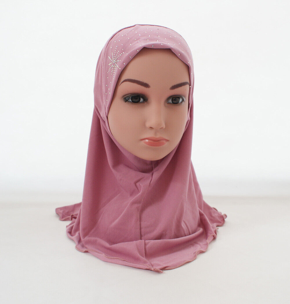 2-6Y Kids Girls Hijab Amira Turban Muslim Bonnet Shawls Headscarf Islamic Wrap - Picture 60 of 302