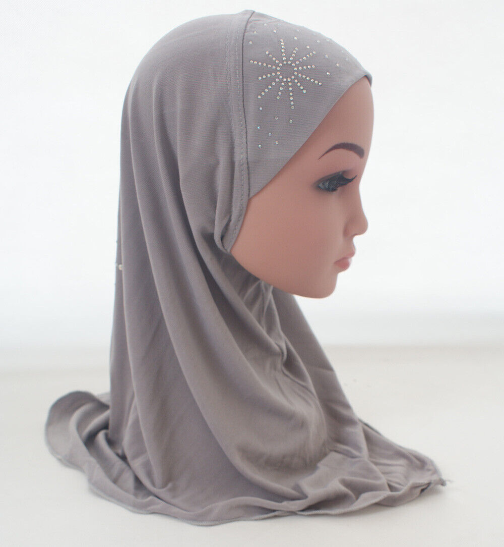 2-6Y Kids Girls Hijab Amira Turban Muslim Bonnet Shawls Headscarf Islamic Wrap - Picture 63 of 302