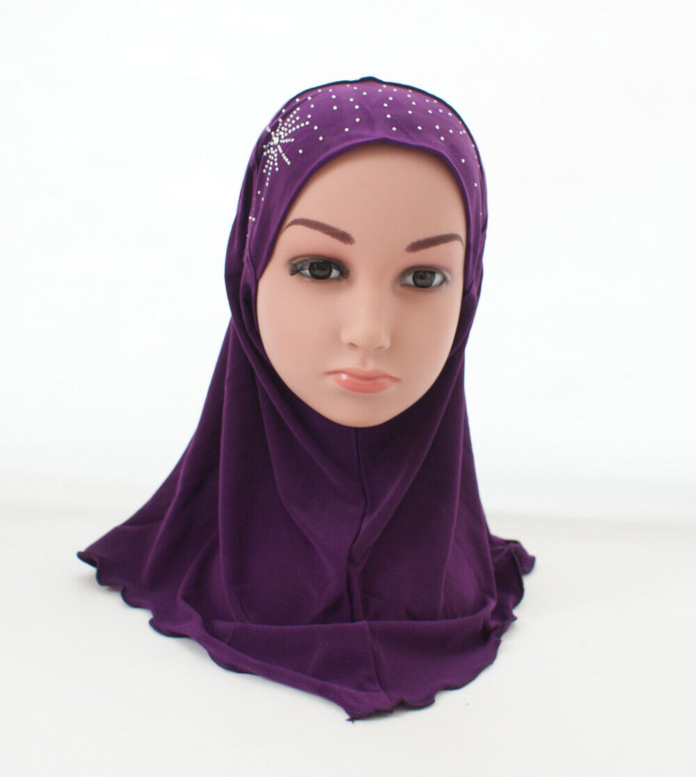 2-6Y Kids Girls Hijab Amira Turban Muslim Bonnet Shawls Headscarf Islamic Wrap - Picture 67 of 302