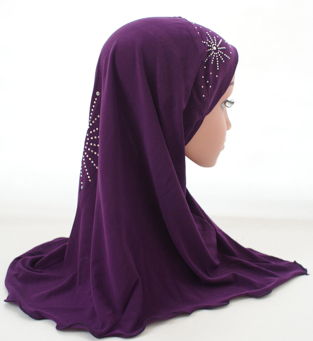 2-6Y Kids Girls Hijab Amira Turban Muslim Bonnet Shawls Headscarf Islamic Wrap - Picture 69 of 302