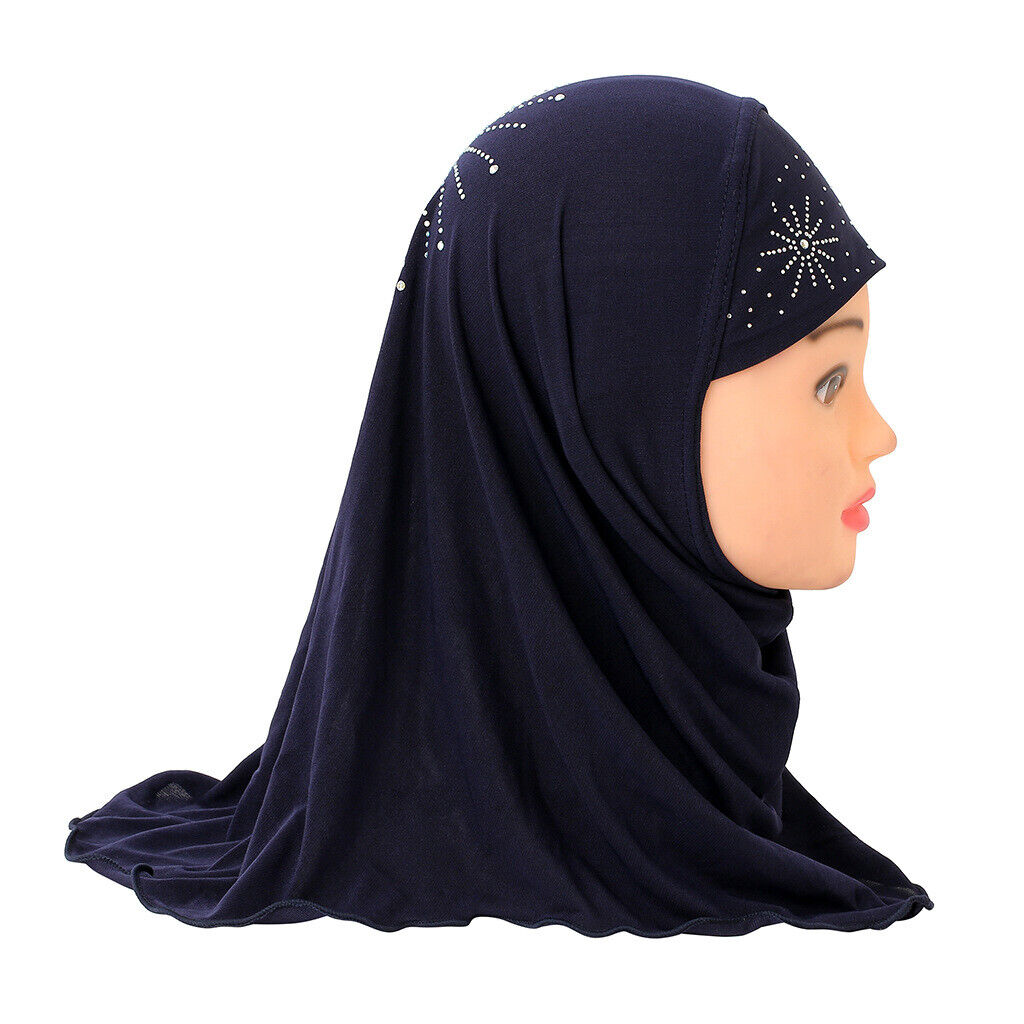 2-6Y Kids Girls Hijab Amira Turban Muslim Bonnet Shawls Headscarf Islamic Wrap - Picture 70 of 302