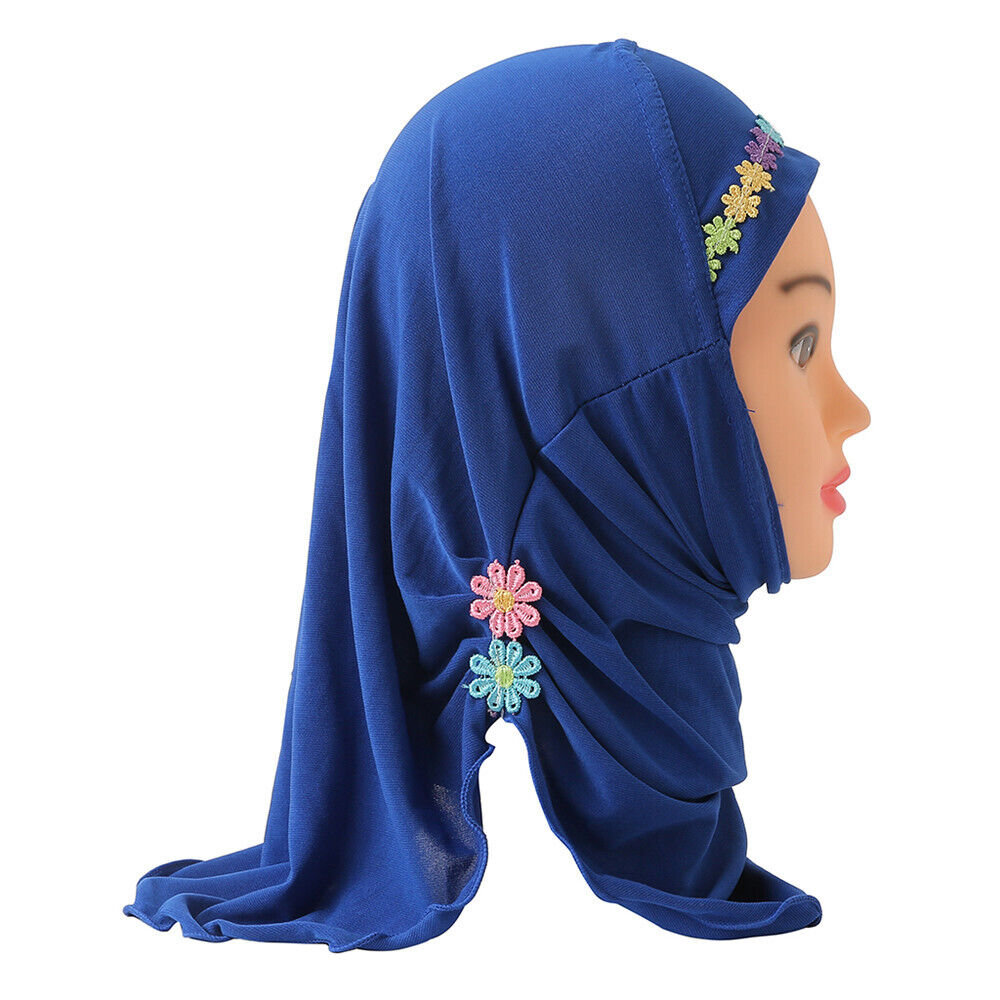 2-6Y Kids Girls Hijab Amira Turban Muslim Bonnet Shawls Headscarf Islamic Wrap - Picture 103 of 302