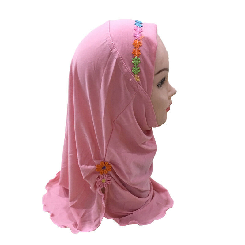 2-6Y Kids Girls Hijab Amira Turban Muslim Bonnet Shawls Headscarf Islamic Wrap - Picture 104 of 302