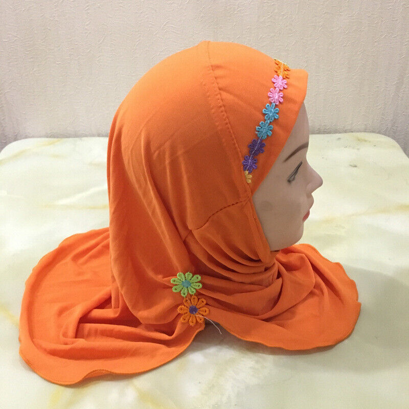 2-6Y Kids Girls Hijab Amira Turban Muslim Bonnet Shawls Headscarf Islamic Wrap - Picture 105 of 302