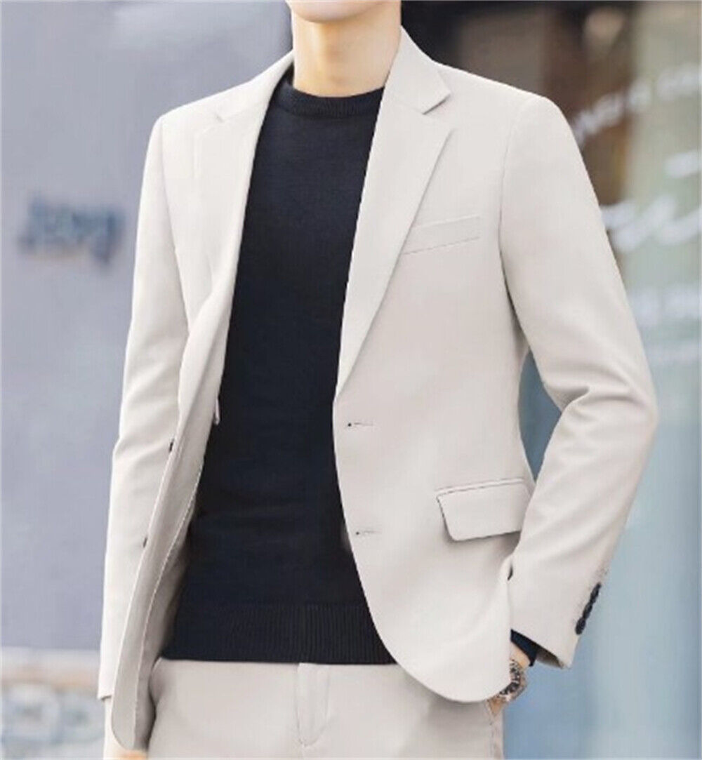 Men Formal Work Blazer Jacket Business Casual Button Slim Fit Suit Coat Tops - Picture 10 of 11