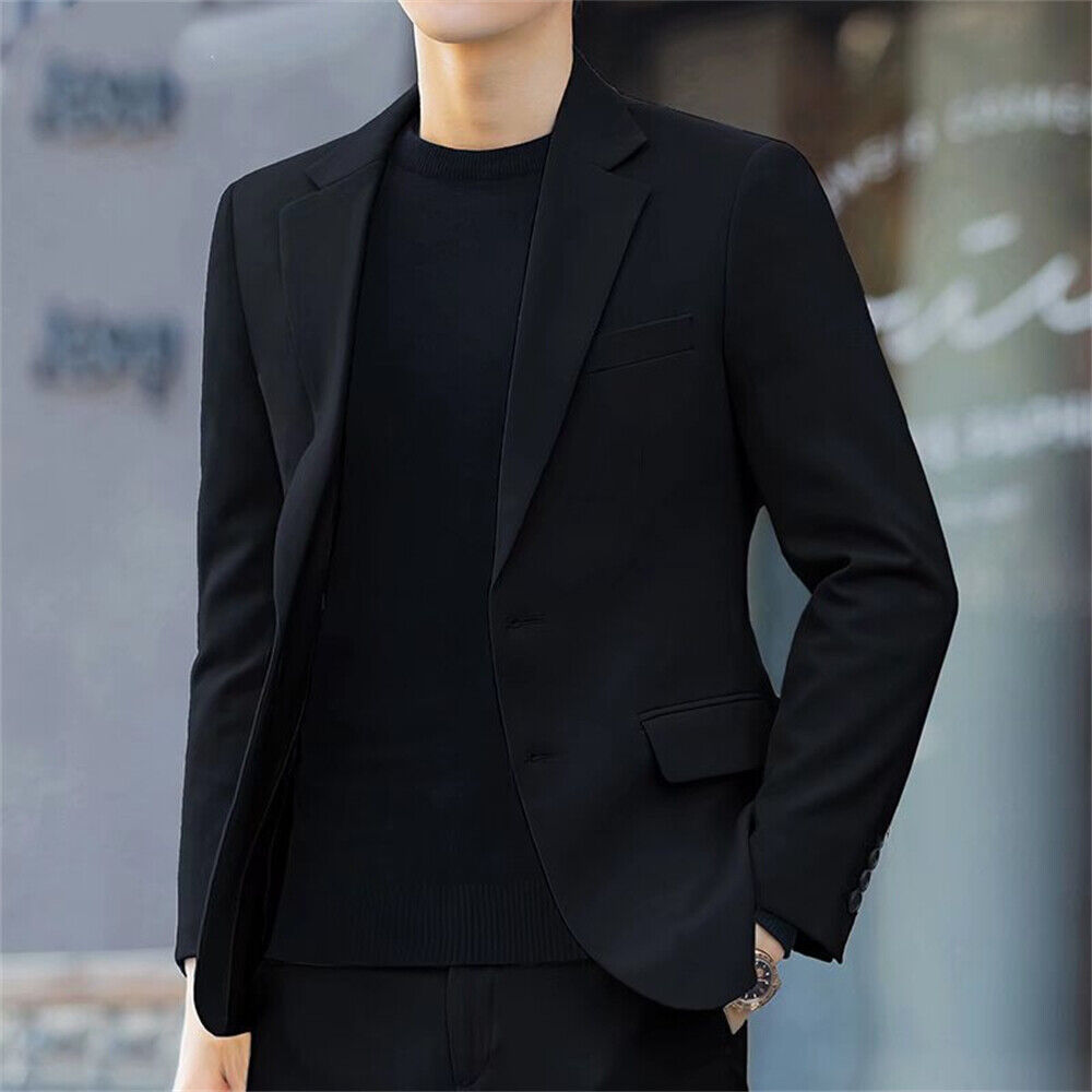 Men Formal Work Blazer Jacket Business Casual Button Slim Fit Suit Coat Tops - Picture 9 of 11