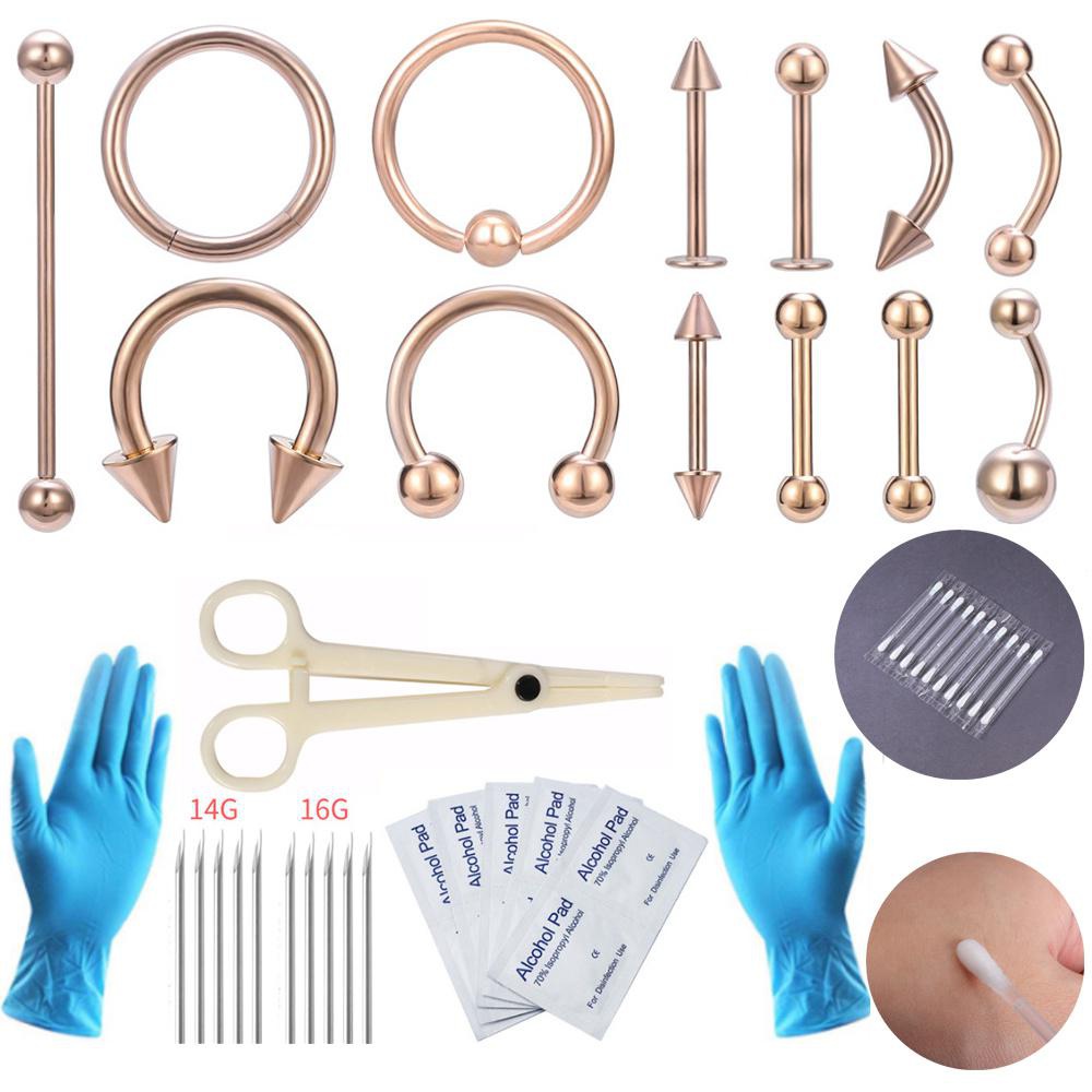 46Pcs/Set Stainless Steel Ear Nose Lip Eyebrow Piercing Kit Piercing Needle Tool - Picture 26 of 26