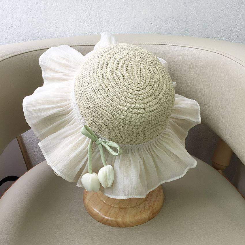 Summer Little Girl Sun Hat Princess Beach Sun Hat Big Brim Tulip Hat Bag Set - Picture 27 of 34