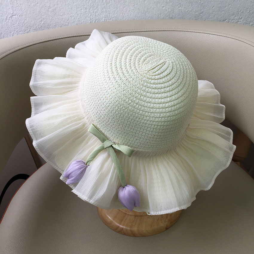Summer Little Girl Sun Hat Princess Beach Sun Hat Big Brim Tulip Hat Bag Set - Picture 28 of 34