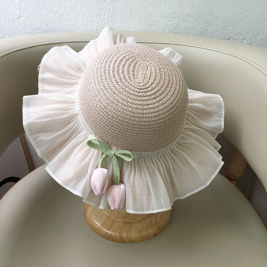 Summer Little Girl Sun Hat Princess Beach Sun Hat Big Brim Tulip Hat Bag Set - Picture 29 of 34