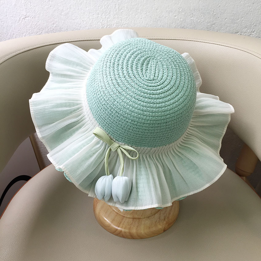 Summer Little Girl Sun Hat Princess Beach Sun Hat Big Brim Tulip Hat Bag Set - Picture 30 of 34