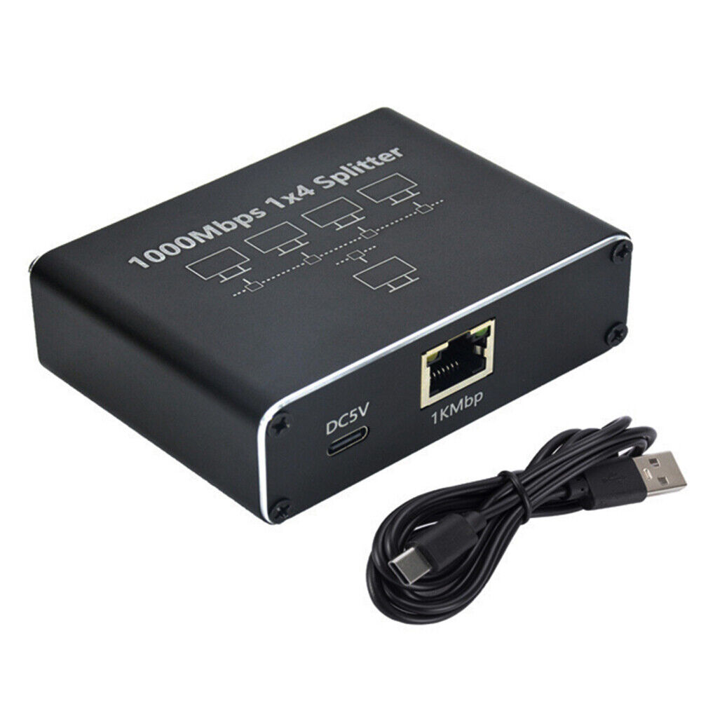 1000Mbps RJ45 Splitter Ethernet Adapter LAN 1 IN 2/3/4 Out Network Extension
