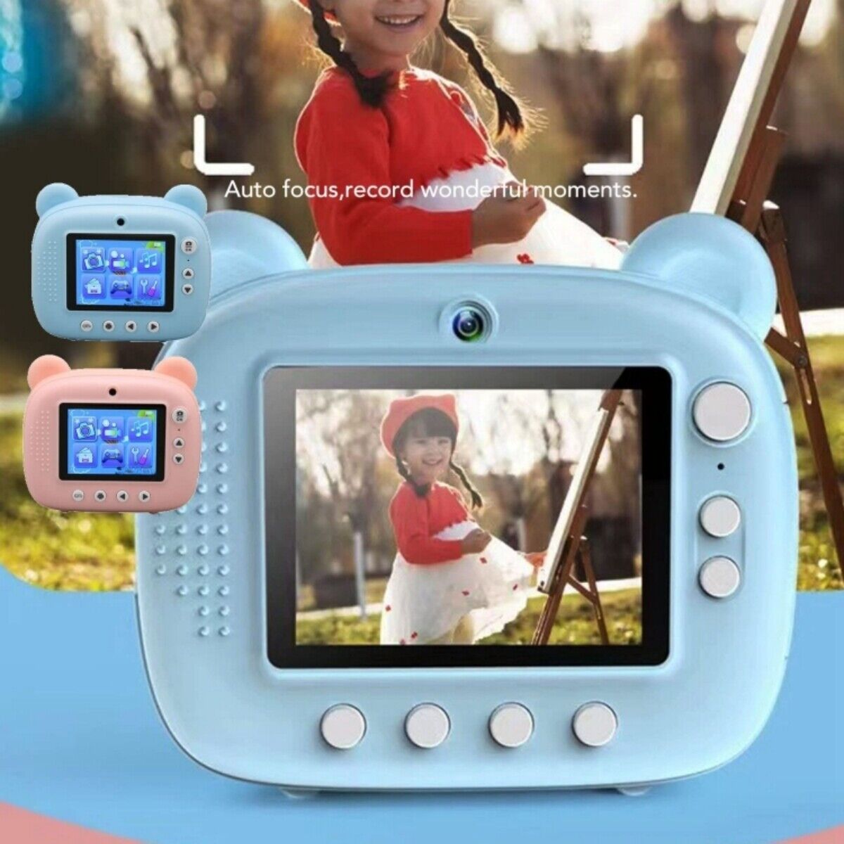 Instant Print Dual Camera Kids 1080P HD Selfie Digital Video Camera Music 32G SD