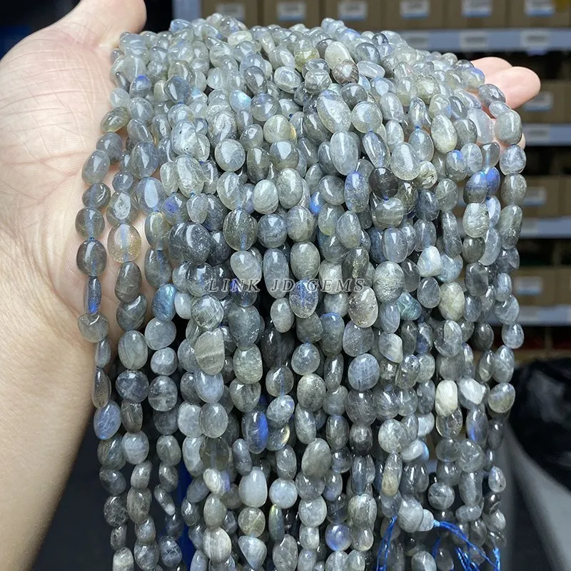 Natural Gray Moonstone Irregular Shape Bead Flash Labradorite For Jewelry Making - Picture 7 of 8