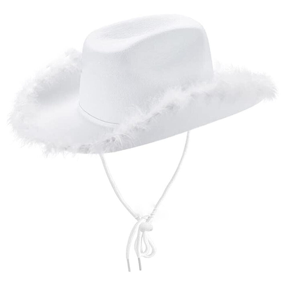 Cowgirl Hat with Fluffy Feathers Novelty Cowboy Felt Hat Party Costume Accessory