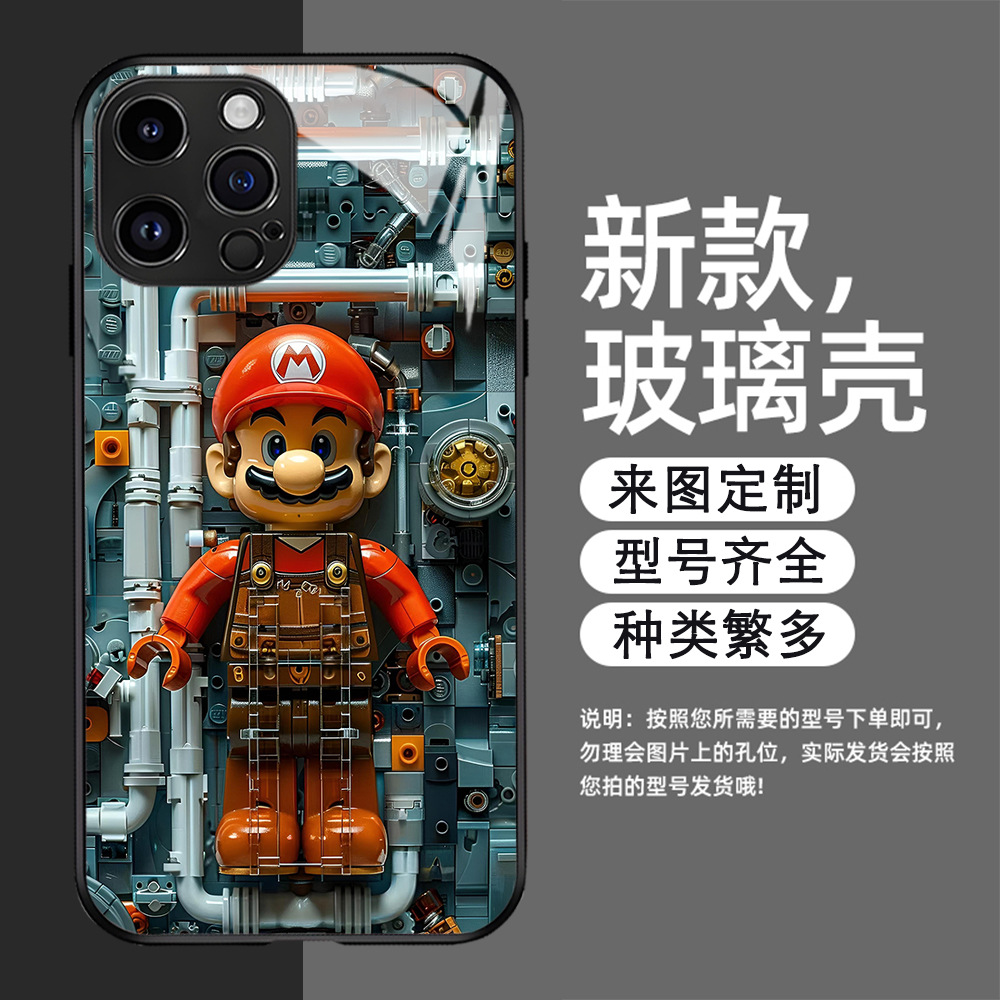 Hot selling Mario iPhone Case 13Promax High end iPhone 12 Cartoon 15Plus Glass - Picture 18 of 20