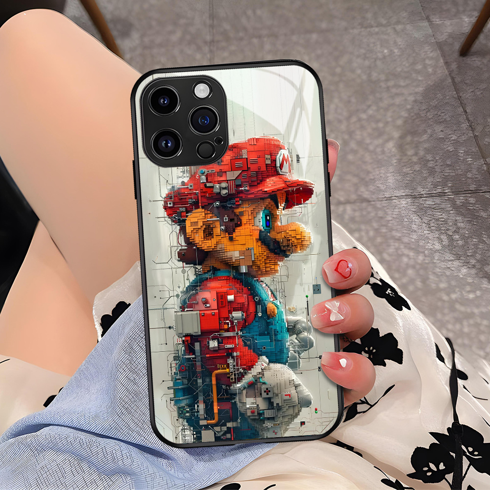 Hot selling Mario iPhone Case 13Promax High end iPhone 12 Cartoon 15Plus Glass - Picture 20 of 20