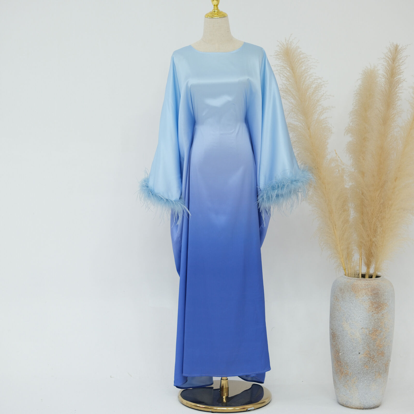 Batwing Sleeve Kaftan Women Evening Long Dress Abaya Muslim Robe Dubai Gown Prom - Picture 32 of 60