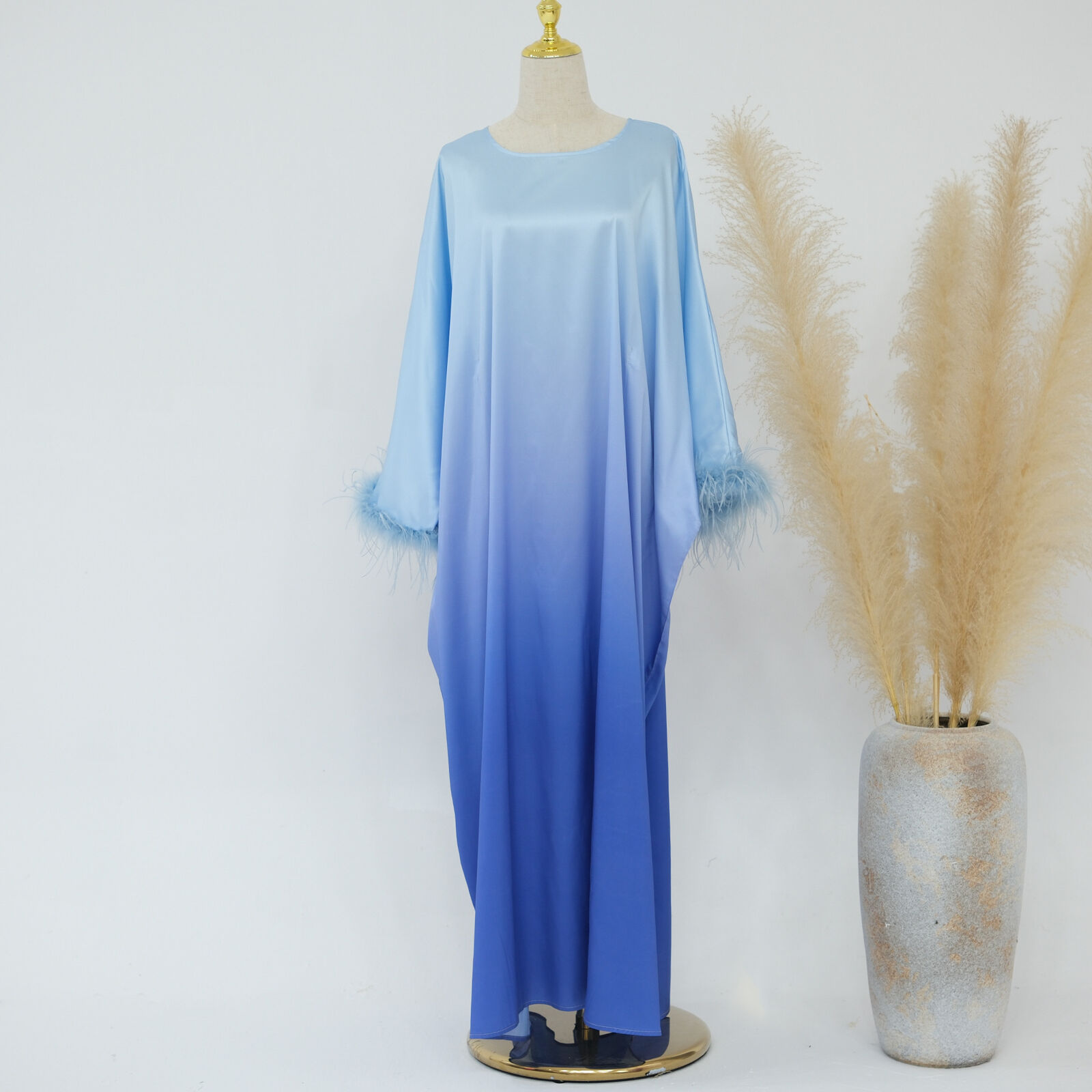 Batwing Sleeve Kaftan Women Evening Long Dress Abaya Muslim Robe Dubai Gown Prom - Picture 35 of 60