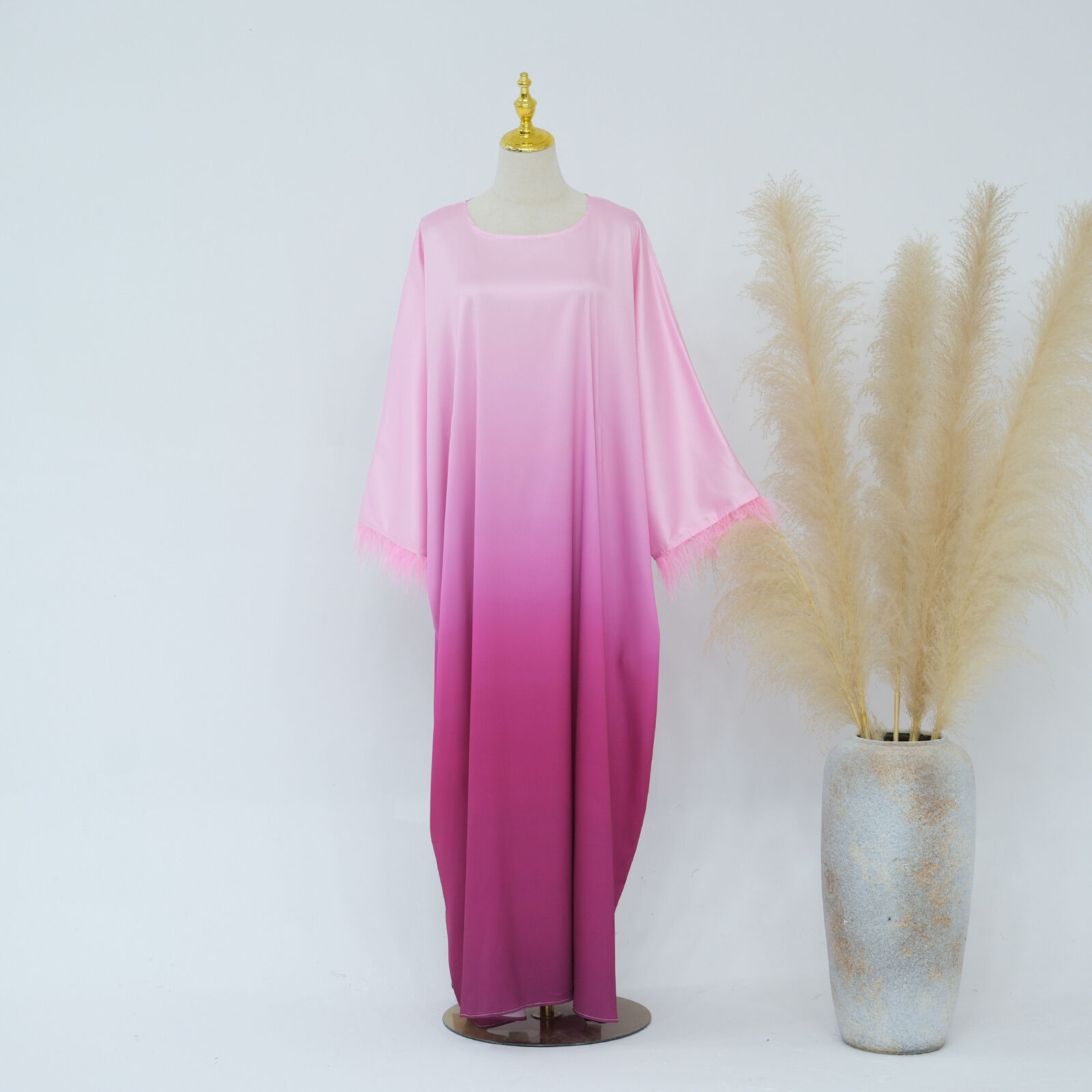 Batwing Sleeve Kaftan Women Evening Long Dress Abaya Muslim Robe Dubai Gown Prom - Picture 44 of 60