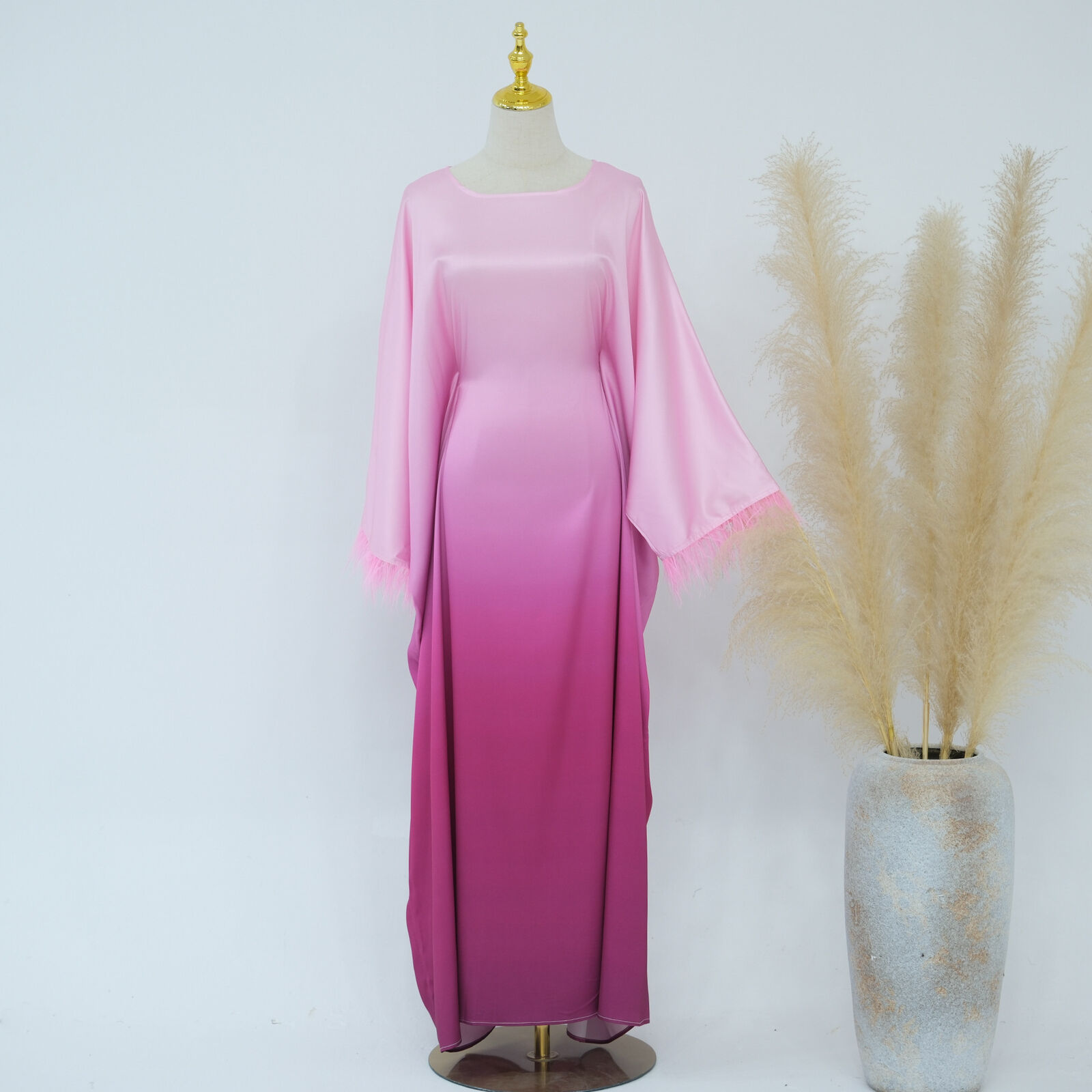 Batwing Sleeve Kaftan Women Evening Long Dress Abaya Muslim Robe Dubai Gown Prom - Picture 45 of 60