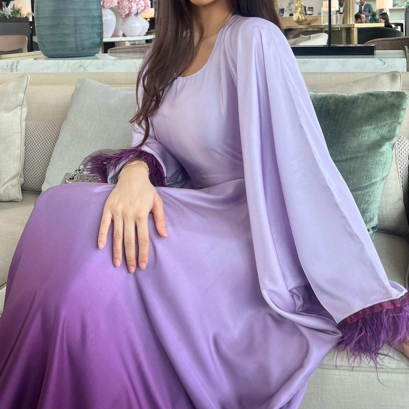 Batwing Sleeve Kaftan Women Evening Long Dress Abaya Muslim Robe Dubai Gown Prom - Picture 55 of 60
