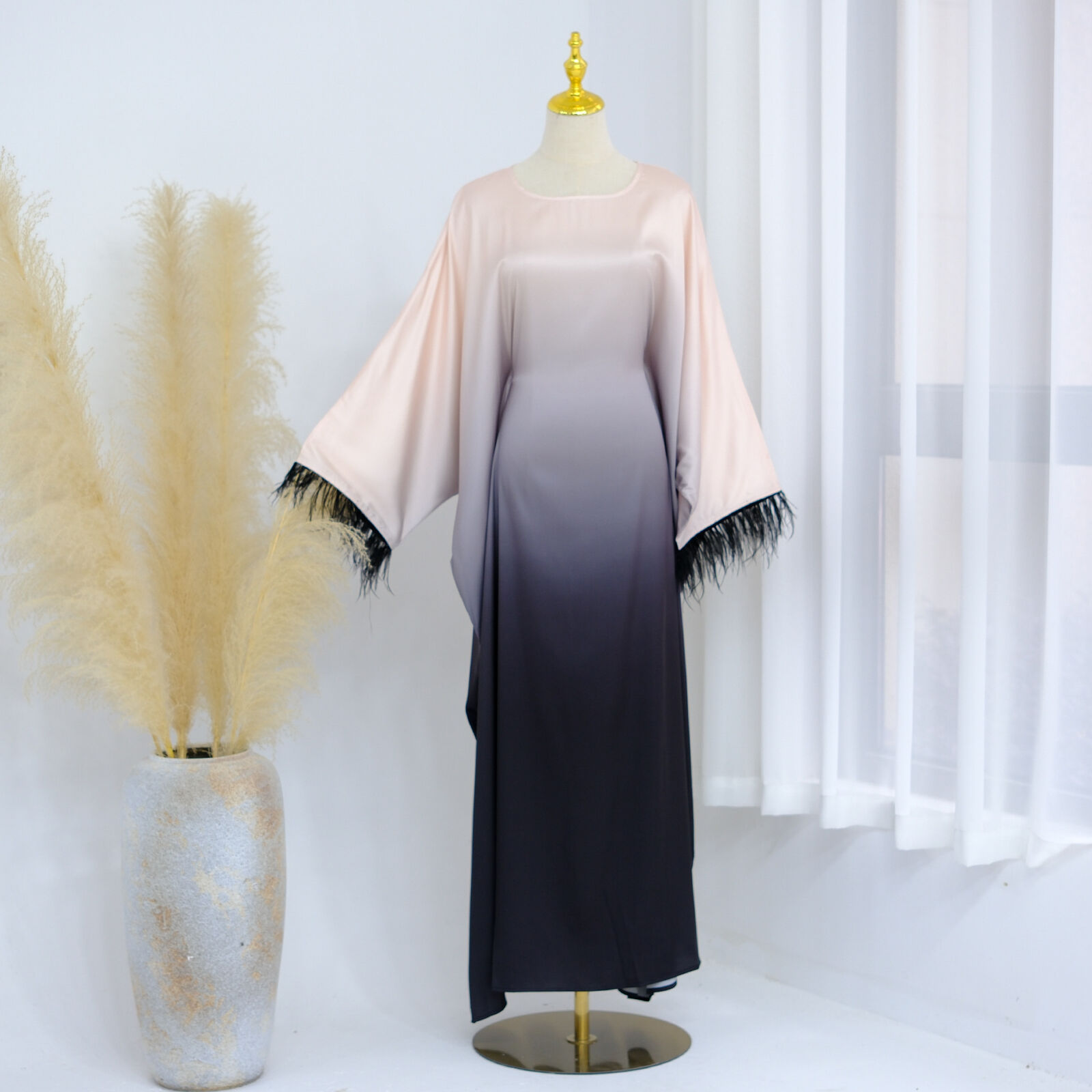 Batwing Sleeve Kaftan Women Evening Long Dress Abaya Muslim Robe Dubai Gown Prom - Picture 56 of 60
