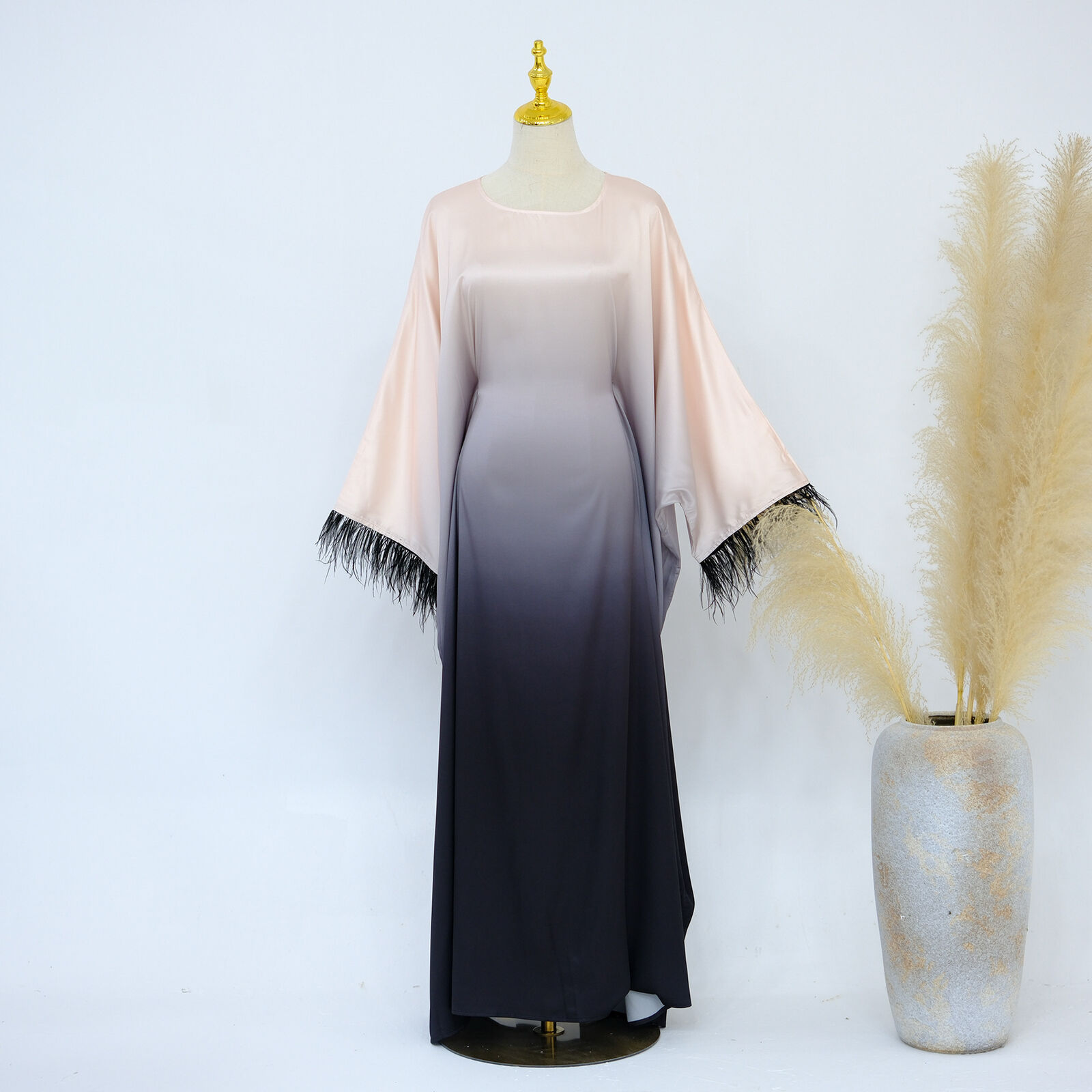 Batwing Sleeve Kaftan Women Evening Long Dress Abaya Muslim Robe Dubai Gown Prom - Picture 59 of 60