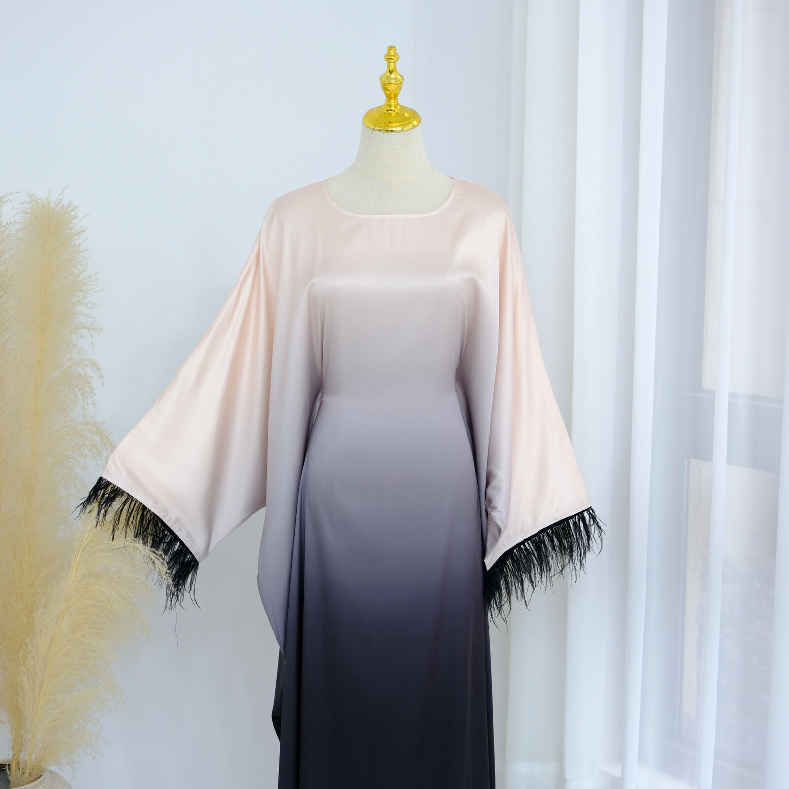 Batwing Sleeve Kaftan Women Evening Long Dress Abaya Muslim Robe Dubai Gown Prom - Picture 60 of 60