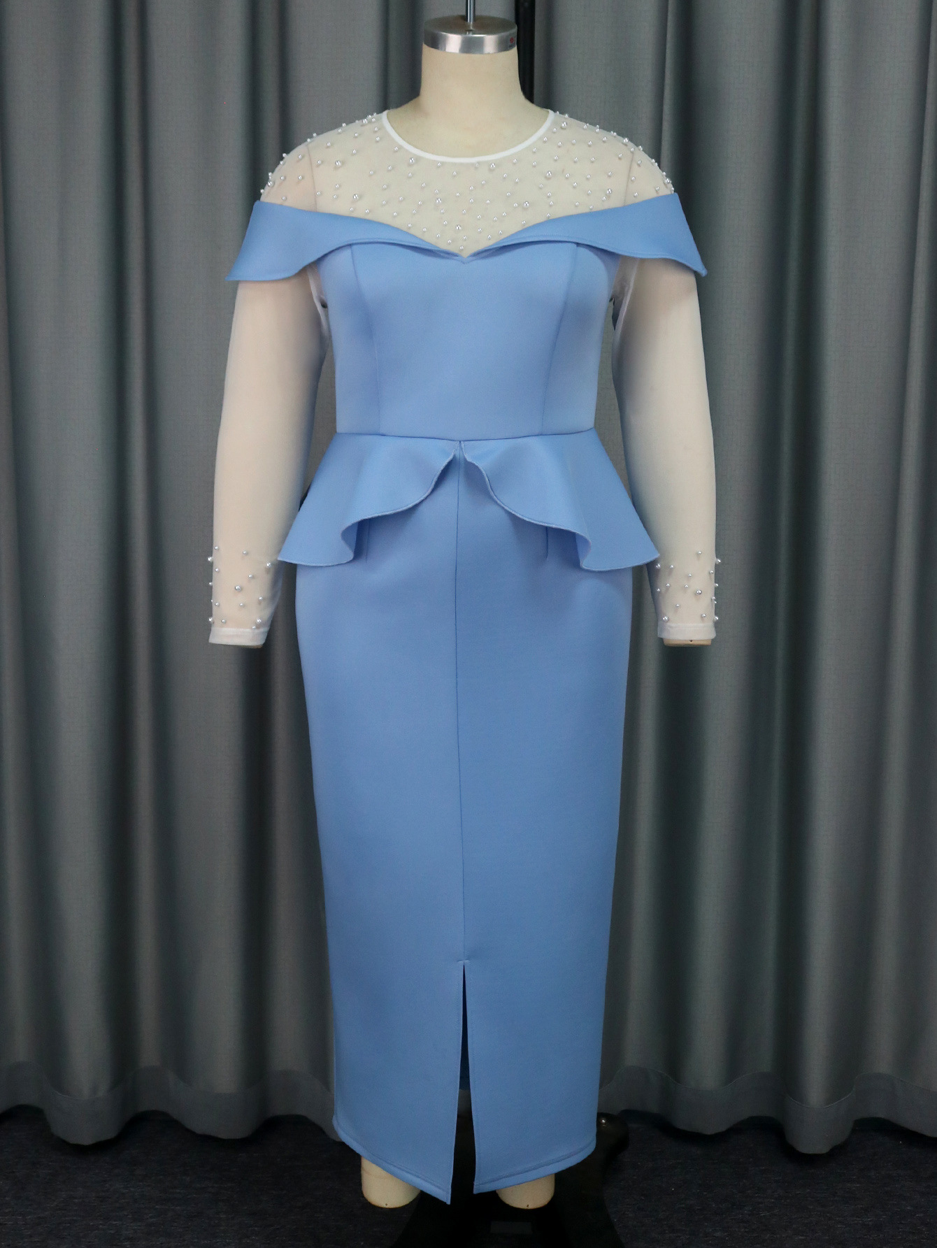 AOMEI Damen Peplum Party Midi Kleid Kirche Arbeit Business Bodycon Kleider S-4XL - Bild 10 von 19