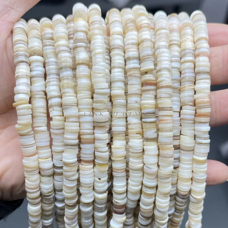 Natural White Shell Round Flat Beads Loose Spacer Slice Beads For Jewelry Making - Imagen 7 de 8