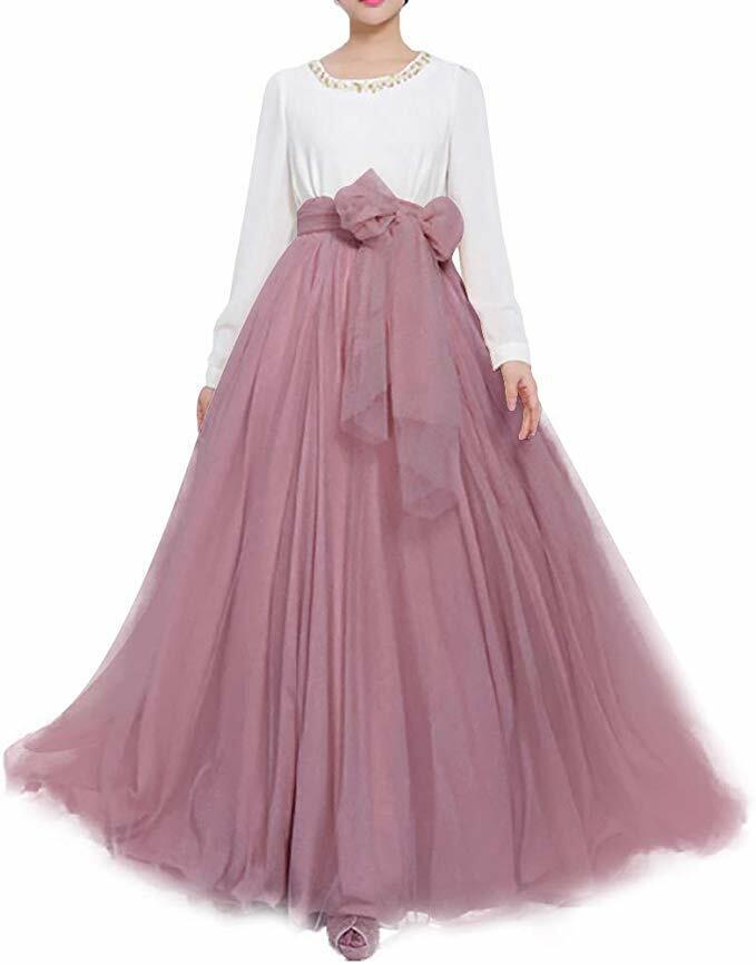 Women Long Maxi Tulle Skirt Floor Length for Wedding Party Evening Puffy Skirts - Picture 8 of 19